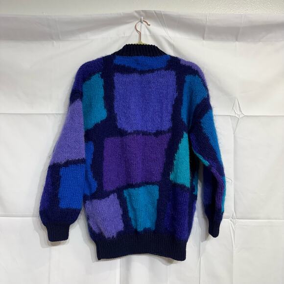 Lynn Williams Blue Geometric Vintage Sweater Sz L - Picture 9 of 12